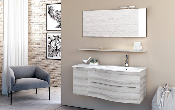 online Meuble Salle de Bain Suspendu 121,5cm TFT Swing Gris Blanc D