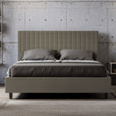 Letto Matrimoniale con Testata e Alzata Comoda Imbottito in Similpelle Sunny Cappuccino Varie Misure