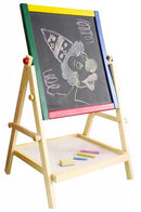 Lavagna per Bambini Magnetica e Tradizionale con Cavalletto in Legno H65 Kids Joy