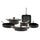 Batterie de Cuisine 10 Pièces Antiadhésive Induction Silex Elegance Bois Noir