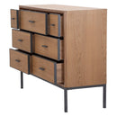 Comò Malé105x38x82 cm Legno di Abete e Impiallacciatura di frassino e MDF e in Ferro Marrone e Grigio