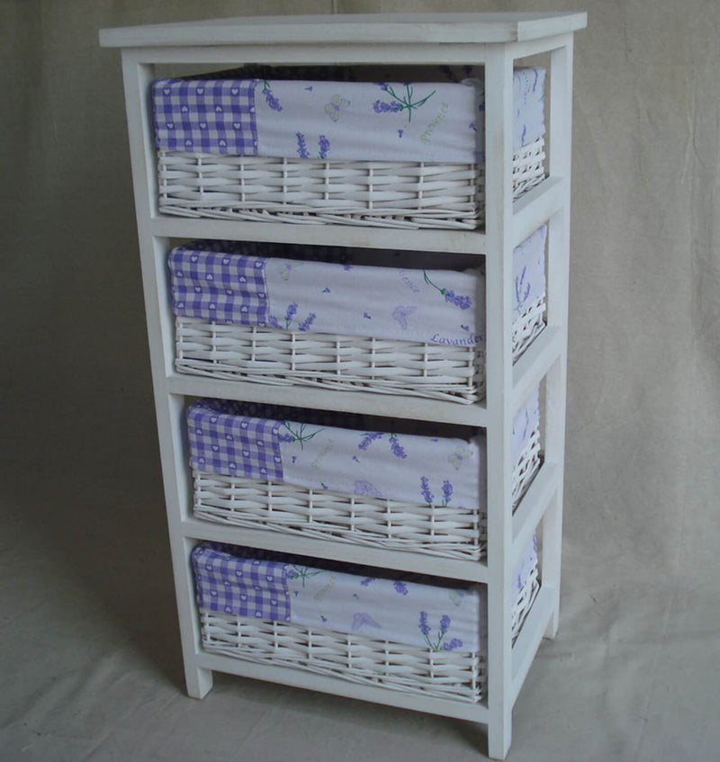 Cassettiera in Legno 4 Cassetti 40x29H73cm Lavanda