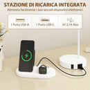 Set 2 Lampade da Tavolo Moderne con Porte USB Attacco E27 in Acciaio Bianco      