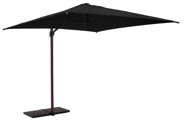 acquista Ombrellone da Giardino Decentrato 2,5x2,5m Palo in Alluminio Effetto Legno Tessuto Olefin Trend Wood Nero