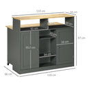 Isola da Cucina con Piano a Ribalta 110x66x97 cm in MDF e Legno Grigio