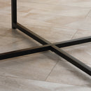 Tavolino da Caffè Rotondo con Piano Effetto Marmo Ø80x45 cm in MDF e Gambe in Metallo Bianco