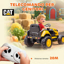 Trattore Elettrico per Bambini 3-6 Anni Marchio Ufficiale CAT 12V Guida Manuale e con Telecomando Giallo