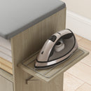 Mobile Asse da Stiro in Effetto Lino Armadietto e Barra per Vestiti 127x42,5x99 cm Grigio e Color Legno      