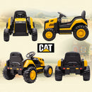 Trattore Elettrico per Bambini 3-6 Anni Marchio Ufficiale CAT 12V Guida Manuale e con Telecomando Giallo