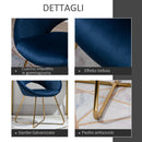 Poltroncina Imbottita in Velluto e Metallo Blu
