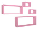 Set 3 Mensole Cubo da Parete Quadrato e Rettangolare in Fibra di Legno Merlino Rosa Blush