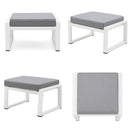 Pouf da Giardino Mikonos 67,5x53x45 cm in Alluminio e Tessuto Tecnico Grigio e Bianco 