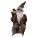 Pupazzo Babbo Natale in Tessuto su slitta marrone cm 33x12xh30