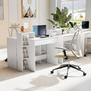 Scrivania Moderna 100x40x90 cm con Ripiani e Cassetto in Legno Bianco  