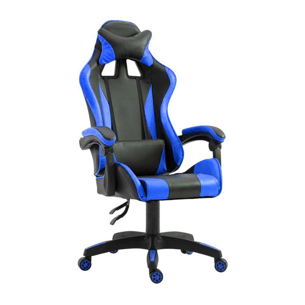sconto Chaise Gaming Ergonomique 66x60x134 cm en Similicuir Bleu