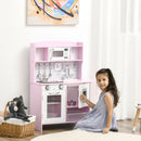 Cucina Giocattolo per Bambini con Fornelli Luci e Suoni Microonde Distributore d'Acqua in MDF e PP Rosa      