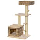 Albero Tiragraffi per Gatti 60x40x109 cm con Cuccia in Corda Beige