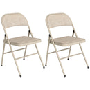 Set di 2 Sedie Pieghevoli 45x46x78 cm con Seduta Imbottita in poliestere e Struttura in Acciaio Beige      
