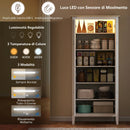 Credenza Mobile da Cucina 80x40x176,5 cm con Luce LED Dimmerabile a 3 Colori Ripiani Regolabili in MDF Bianco      