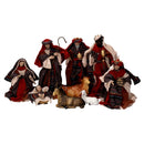 Natività tessuto set 9pz rosso cm xh25,5