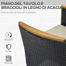 Set Tavolo e 6 Sedie Pieghevoli da Giardino con Cuscini Morbidi in PE Rattan e Legno Nero