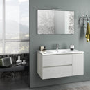 Mobile da Bagno Sospeso con Lavabo Specchio e Lampada a LED TFT Febe Bianco Rè di Londra