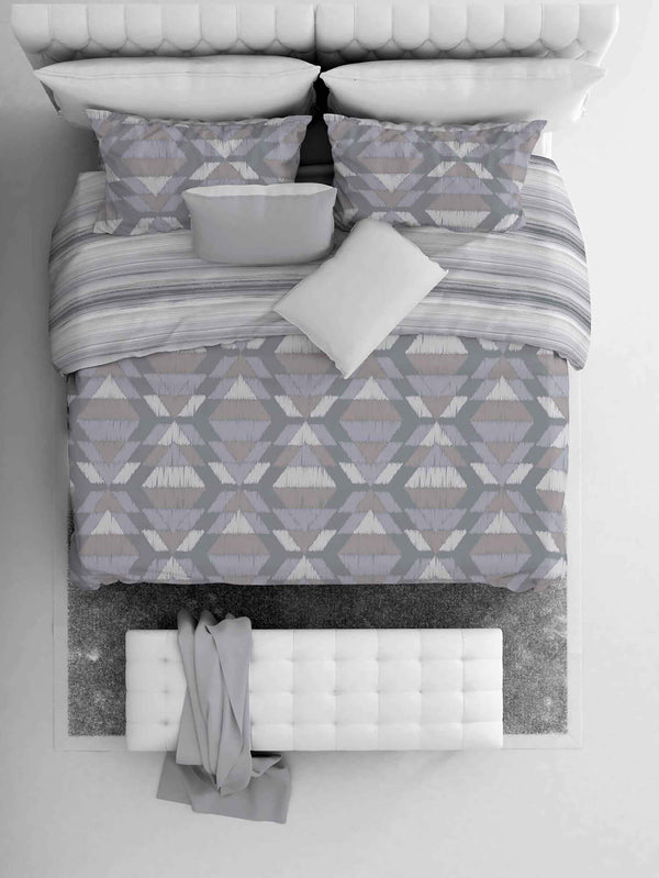 sconto Housse de couette avec taies d'oreiller imprimées Athena Belek Gris Différentes tailles