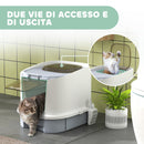 Lettiera per Gatti Chiusa 40,5x52,5x42,5 cm con 2 Porte e Vassoio Estraibile Grigio   