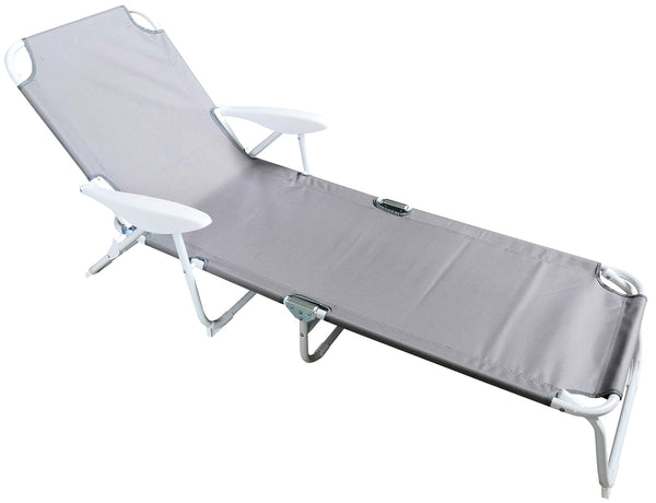 Bain de soleil de jardin pliant 182x65x81 cm en acier et tissu Oxford gris sconto