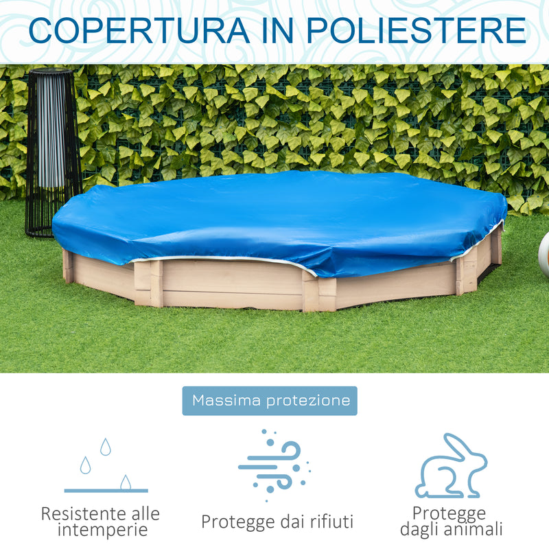 Sabbiera per Bambini 139,5x139,5x21,5cm con 4 Sedute Angolari e Copertura in Legno di Abete  