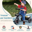 Triciclo per Bambini 2-5 Anni Bicicletta per Bambini con Seduta Regolabile Cestino e Parafango 80x48x63 cm in Acciaio e PP Nero      