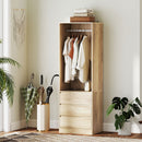 Armadio Guardaroba Aperto con Asta Appendiabiti e 3 Cassetti 60x48,5x185 cm color Teak   