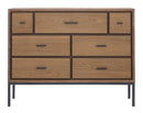 Comò Malé105x38x82 cm Legno di Abete e Impiallacciatura di frassino e MDF e in Ferro Marrone e Grigio