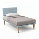 Letto Singolo con Rete Rivestita Microfibra Azzurro Tessis Testata Flat Varie Misure
