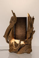 Lampada da Tavolo 55x40x80 cm E27 in Legno e Acciaio Pralume in Cotone Nero