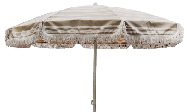 acquista Ombrellone da Giardino Ø200 cm Telo con Frangia 9 cm Ecrù