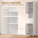 Mobiletto Bagno Alto Lucido 30x30x170 cm con Cassetto e Ripiani Regolabili in MDF      