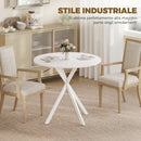 Tavolo da Pranzo Rotondo Stile Industriale Ø80x75 cm con Gambe a Croce in Acciaio Bianco      