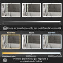 Armadietto a Specchio da Bagno 80x12,8x60 cm Illuminato a LED 3 Tonalità in Vetro e Alluminio Nero  