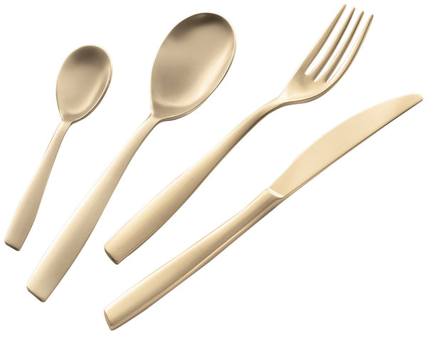 acquista Ménagère Service 24 Pièces en Acier 18/10 Sablé PVD Eme Eleven Sablé Champagne