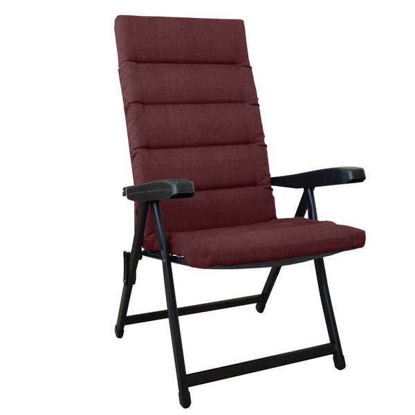 prezzo Chaise longue de jardin pliante inclinable 6 positions avec coussin bordeaux