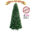 Albero di Natale Slim Pino dei Sogni Ø75x210 cm 850 Rami con Base a Croce in Metallo e PVC Verde      
