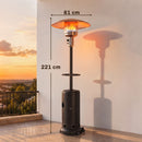Fungo Riscaldante a Gas 13 kW 81x81x221 cm con Ruote e Tavolino in Metallo Marrone      