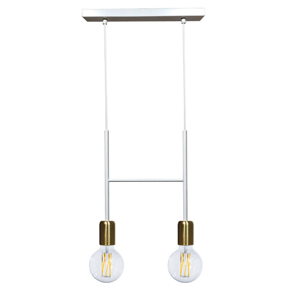 online Suspension 2xE27 Cadre Peint Or Blanc Satiné E-Energy Elvira