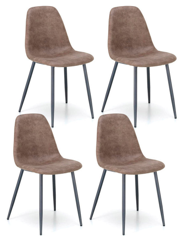 Set 4 Sedie 44x50xH84 cm in Similpelle Brigitte Tortora sconto