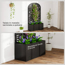 Fioriera con Traliccio ad Arco per Rampicanti 61x23x113 cm con Fori di Drenaggio in Metallo Nero      