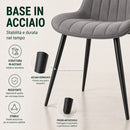 Set 4 Sedie da Pranzo Seduta Ergonomica 43x52x85 cm Struttura in Acciaio in Velluto Grigio     