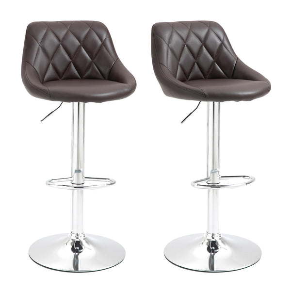 Lot de 2 Tabourets de Bar 51,5x48x83-104 cm en Simili Cuir Marron sconto