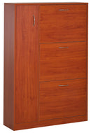 Scarpiera con 3 Ante a Ribalta e un'Anta Porta Ombrelli in Legno Noce 80x24x120 cm 