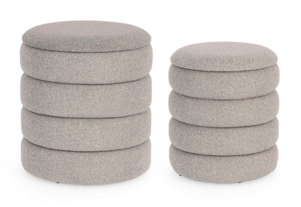 Ensemble de 2 poufs de rangement Katerina en Bouclé acquista